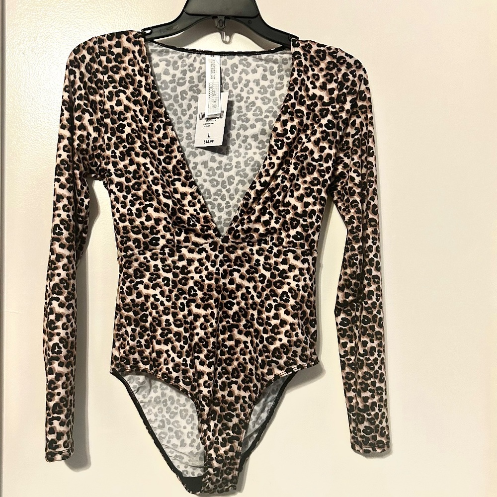 Forever 21 | Leopard Pull On Bodysuit Size L